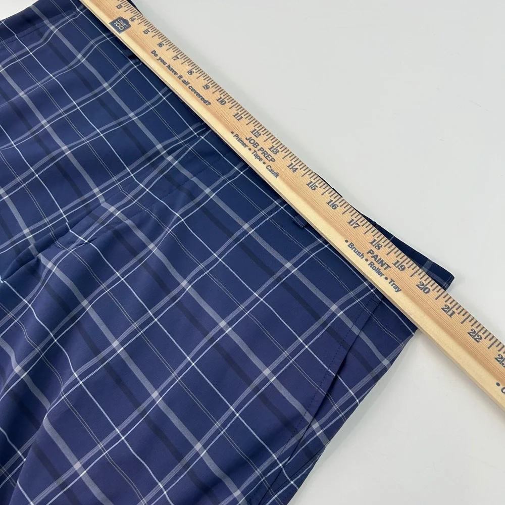 Nike Golf Mens Blue Plaid Flat Front Performance Shorts Size 40
